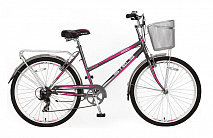 Велосипед Stels Navigator 250 Lady 26 (2016) Серый/Розовый (с корзиной)